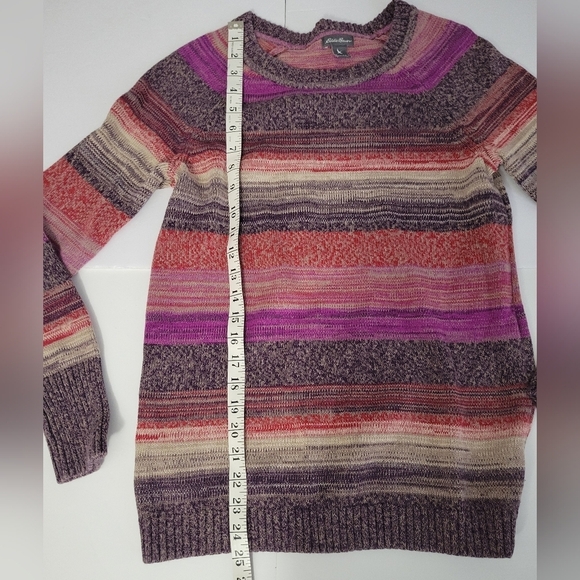 Eddie Bauer Colorful Striped Knitted Rounded Neckline Long Sleeve Sweater - Picture 4 of 7